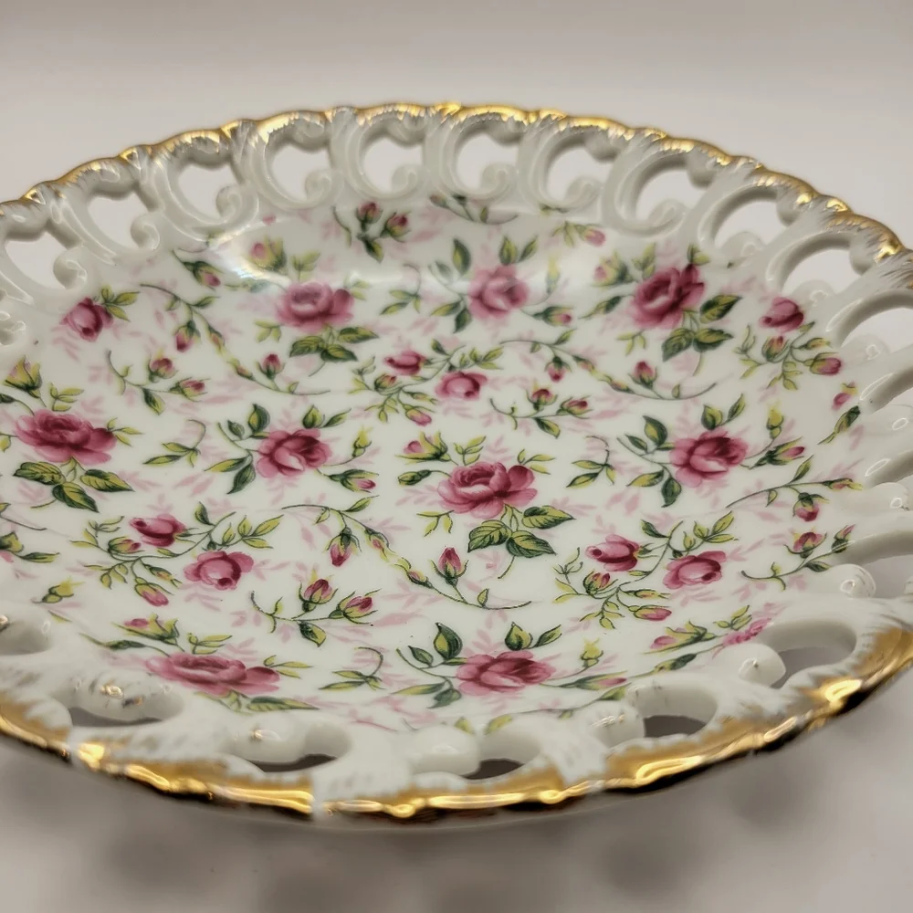 Vintage Lefton hand painted pink rose chintz #650 A. 2 available. - Picture 5 of 13